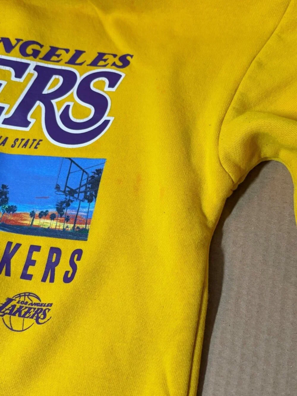Los Angeles Lakers Yellow Hooded Sweatshirt NBA Logo Western 10-11 years